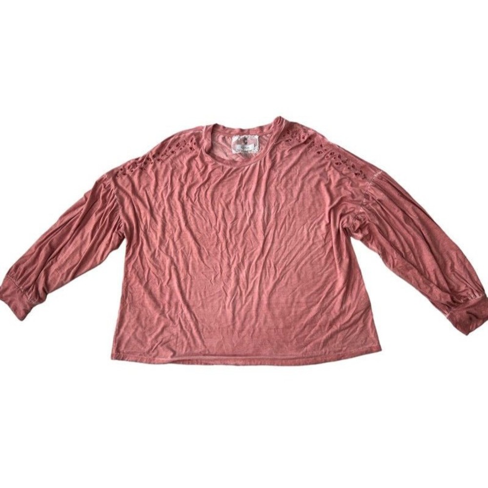 Cupio Women's Blouson Sleeve Embroidered Shoulder Shirt Size XL